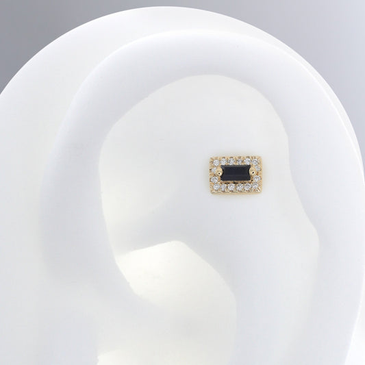 Rectangle with Colored Gemstone - Black Sapphire