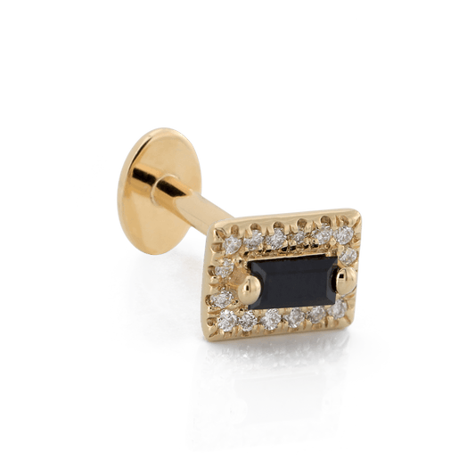 Rectangle with Colored Gemstone - Black Sapphire