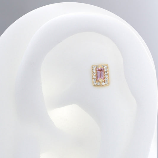 Rectangle with Colored Gemstone - Pink Sapphire