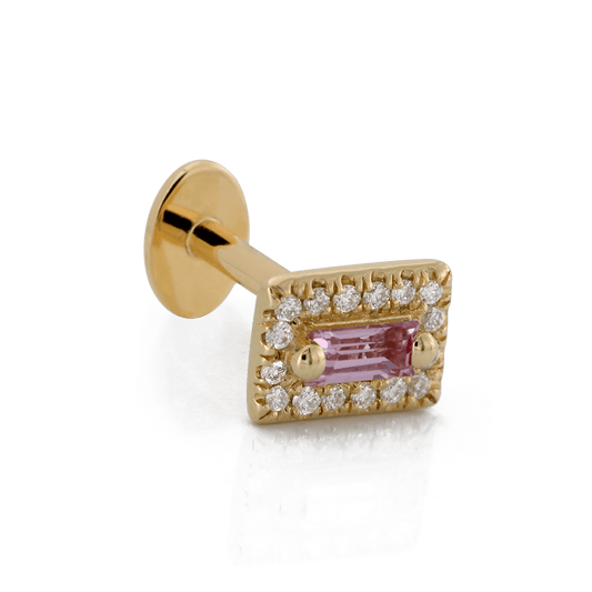 Rectangle with Colored Gemstone - Pink Sapphire