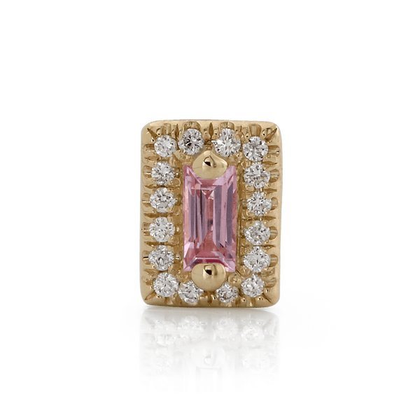 Rectangle with Colored Gemstone - Pink Sapphire