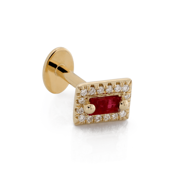 Rectangle Ruby Stone Rectangle with Colored Gemstone - Ruby – IRIS Studios