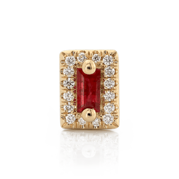 Rectangle with Colored Gemstone - Ruby