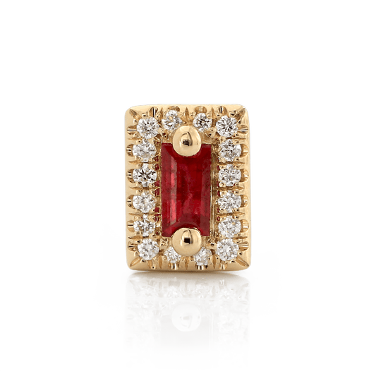 Rectangle with Colored Gemstone - Ruby