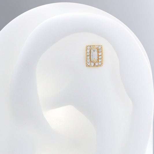 Rectangle with Colored Gemstone - Diamond