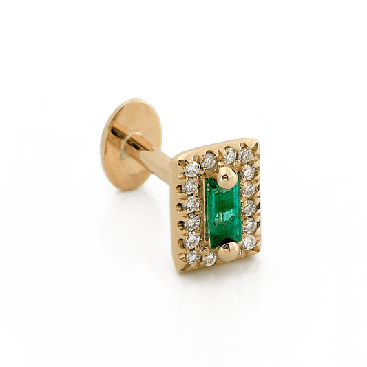 Rectangle with Color Gemstone - Emerald