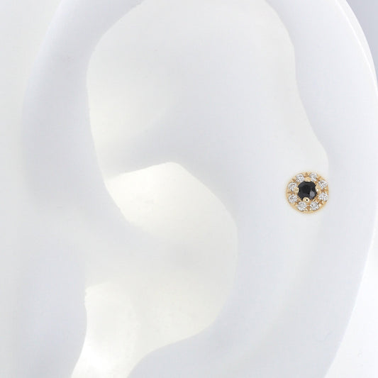 Round with Colored Gemstone - Black Sapphire