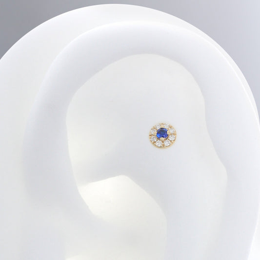 Round with Colored Gemstone - Dark Blue Sapphire