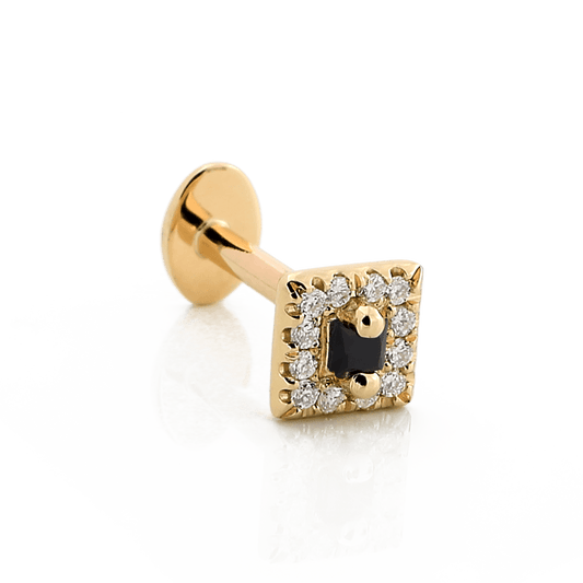 Square with Colored Gemstone - Black Sapphire