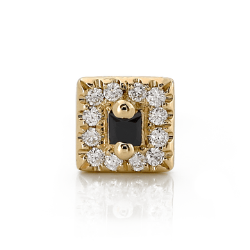 Square with Colored Gemstone - Black Sapphire