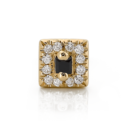 Square with Colored Gemstone - Black Sapphire