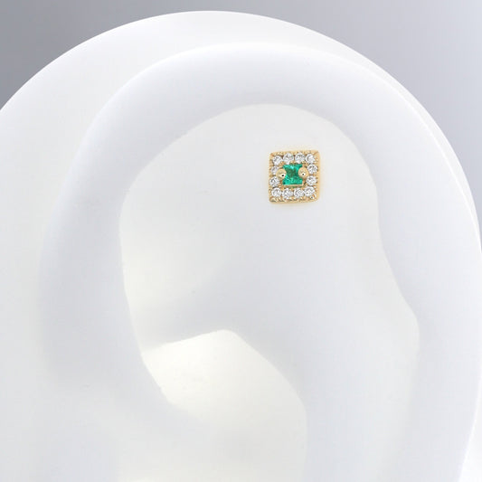 Square with Colored Gemstone - Emerald