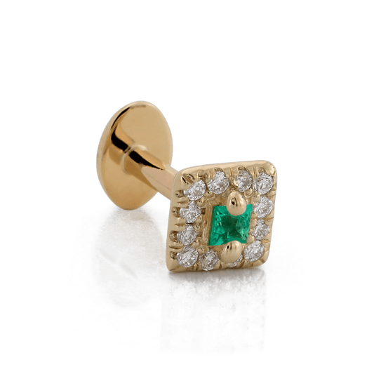 Square with Colored Gemstone - Emerald