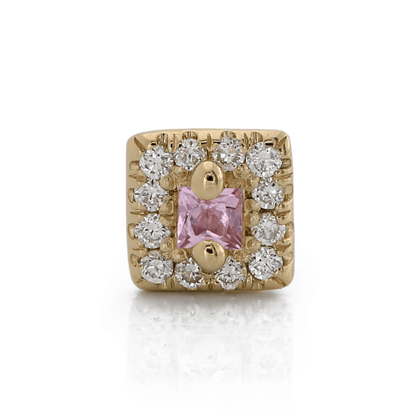 Square with Colored Gemstone - Pink Sapphire