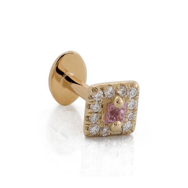 Square with Colored Gemstone - Pink Sapphire