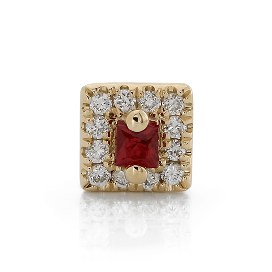 Square with Colored Gemstone - Ruby