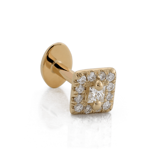 Square with Colored Gemstone - Diamond