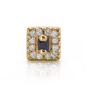 Square with Color Gemstone - Dark Blue Sapphire