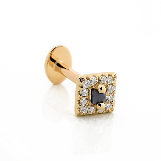 Square with Color Gemstone - Dark Blue Sapphire