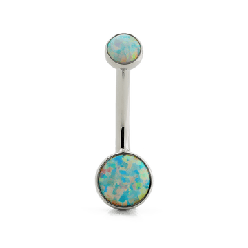 Bezel-Set Cabochon Navel Curve - White Opal
