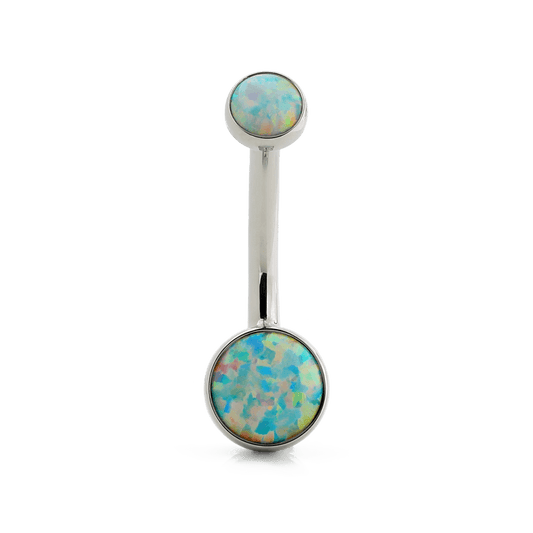 Bezel-Set Cabochon Navel Curve - White Opal