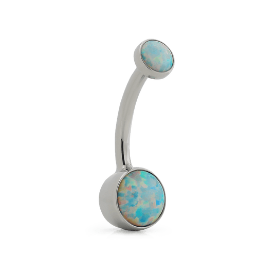 Bezel-Set Cabochon Navel Curve - White Opal